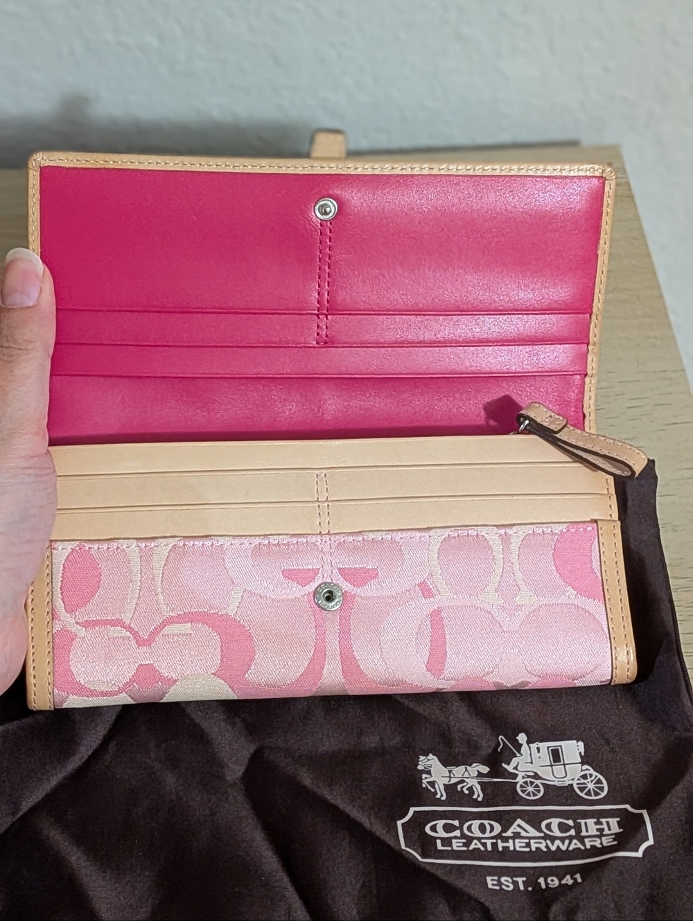 Y2K Coach Optic Hobo Bag & Wallet Signature Pink Jacquard & Leather Matching Set - Picture 14 of 15